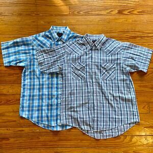 Lot of 2 pearl snap short sleeve shirts size L